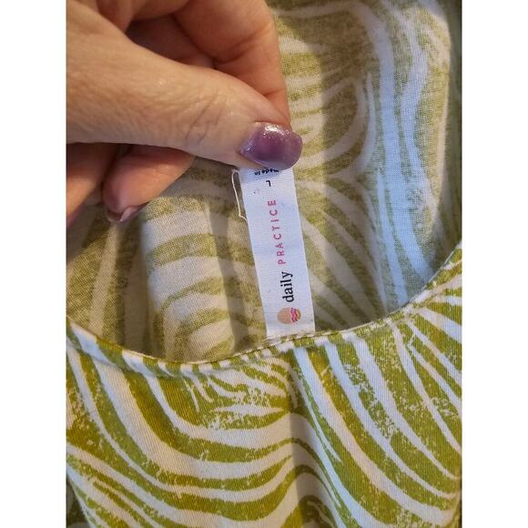 Daily Practice by Anthropologie Flounced Tunic Dress green white modal sz large - Picture 7 of 9